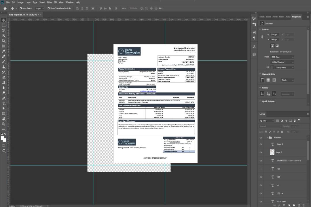 Modèle Word et PDF de relevé hypothécaire norvégien de la Banque norvégienne template Modèle Word et PDF de relevé hypothécaire norvégien de la Banque norvégienne template